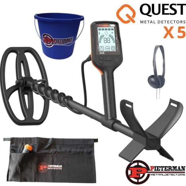 Quest X5 met pieterman vondstentas, hoofdtelefoon en vondstenafvalemmer gratis.