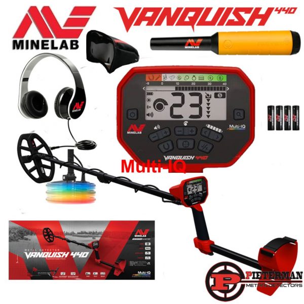 Minelab Vanquish 440 Multi-IQ, met gratis pinpointer, hoofdtelefoon regenhoes, en batterijen