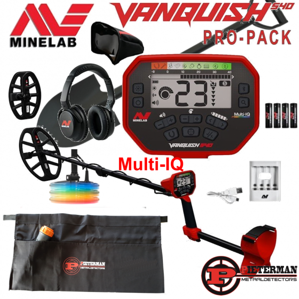 Minelab Vanquish 540 Multi-IQ Pro-Pack, met gratis schep en vondstentas