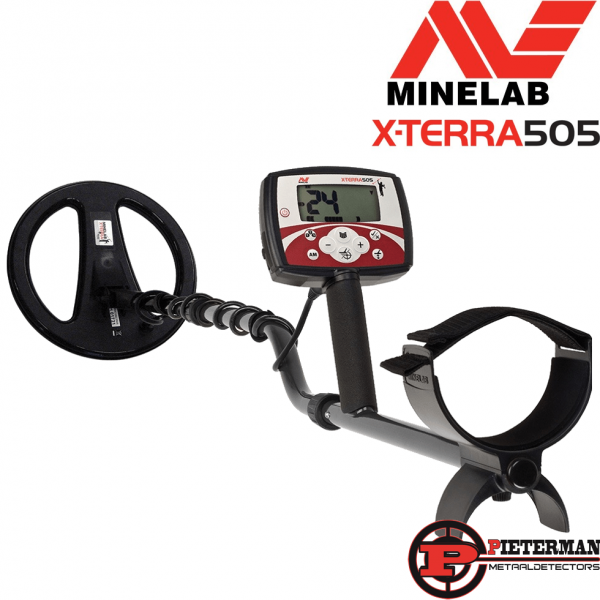 Minelab x-terra 505 Showmodel als nieuw in doos met gratis kotelefoon en vondstentas.