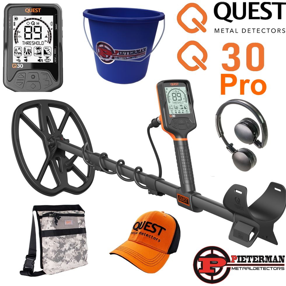 Quest Q30 pro met draadloze hoofdtelefoon, tijdelijk met pieterman vondstentas, vondstenafvalemmer en cap gratis.