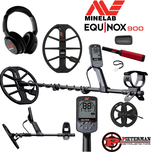 Minelab Equinox 900 actie met gratis pro-find 40 pinpointer of 15 inch schotel en gratis 6 inch schotel en draadloze hoofdtelefoon.