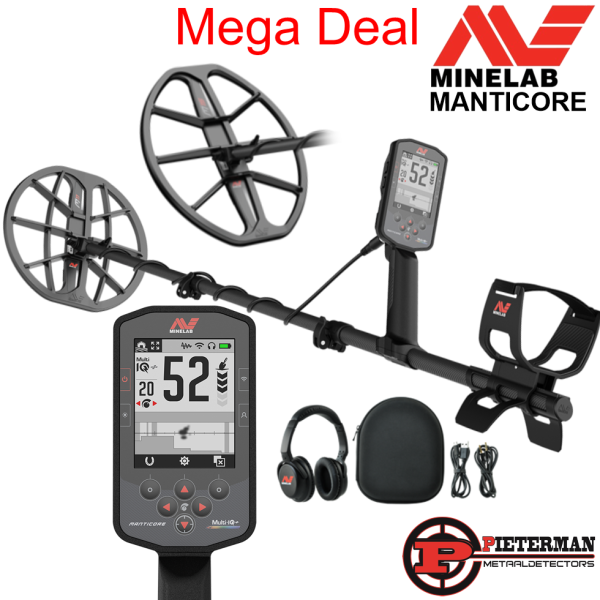 Minelab Manticore met gratis 15inch schotel en draadloze hoofdtelefoon.