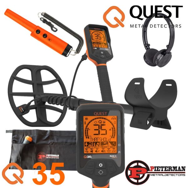 Quest Q35 metaaldetector met draadloze hoofdtelefoon en gratis quest x-pointer