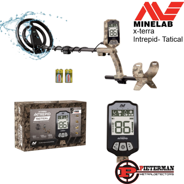 Minelab X-terra Intrepid tactical, lage prijs instap detector met camo look.