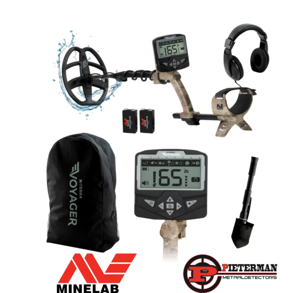 Minelab X-Terra Voyager Tactical met camo look, met gratis tas schepje en batterijen.
